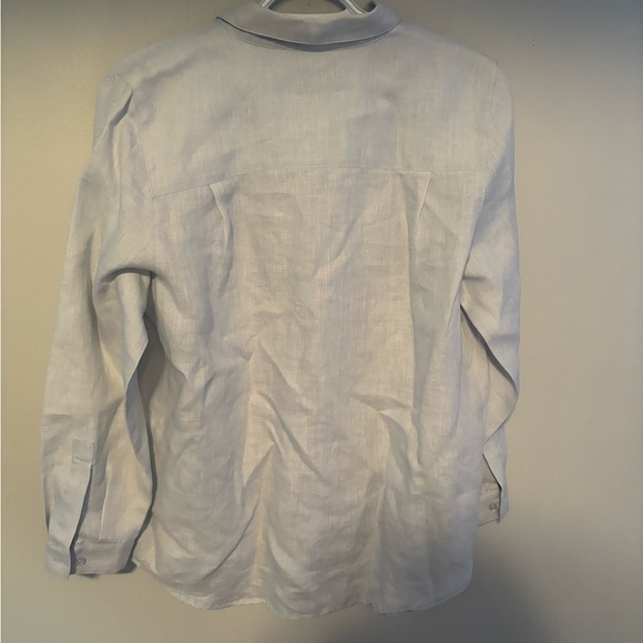 Liz Claiborne Liz Sport Medium 100% Linen Light Grey Button Down Shirt - Picture 6 of 6